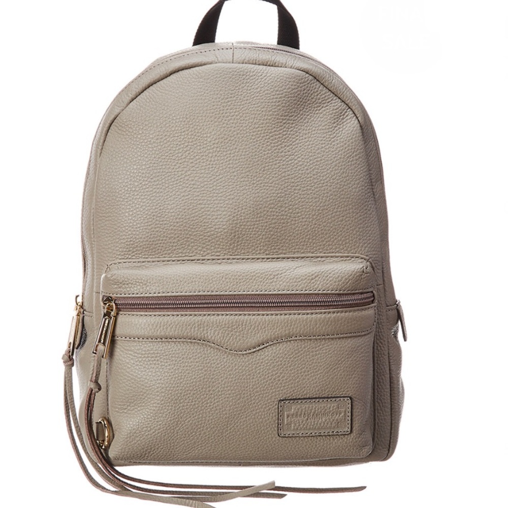 Rebecca Minkoff Medium Zip Leather Backpack -Taupe - Picture 1 of 3